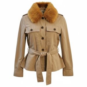 Women's J.Crew Safari Peplum Jacket with Faux Fur Collar